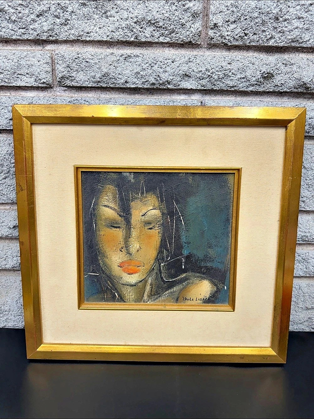 Paule Lagacé Original Painting “Le bleu blues” 1992 Signed Framed Canadian Art